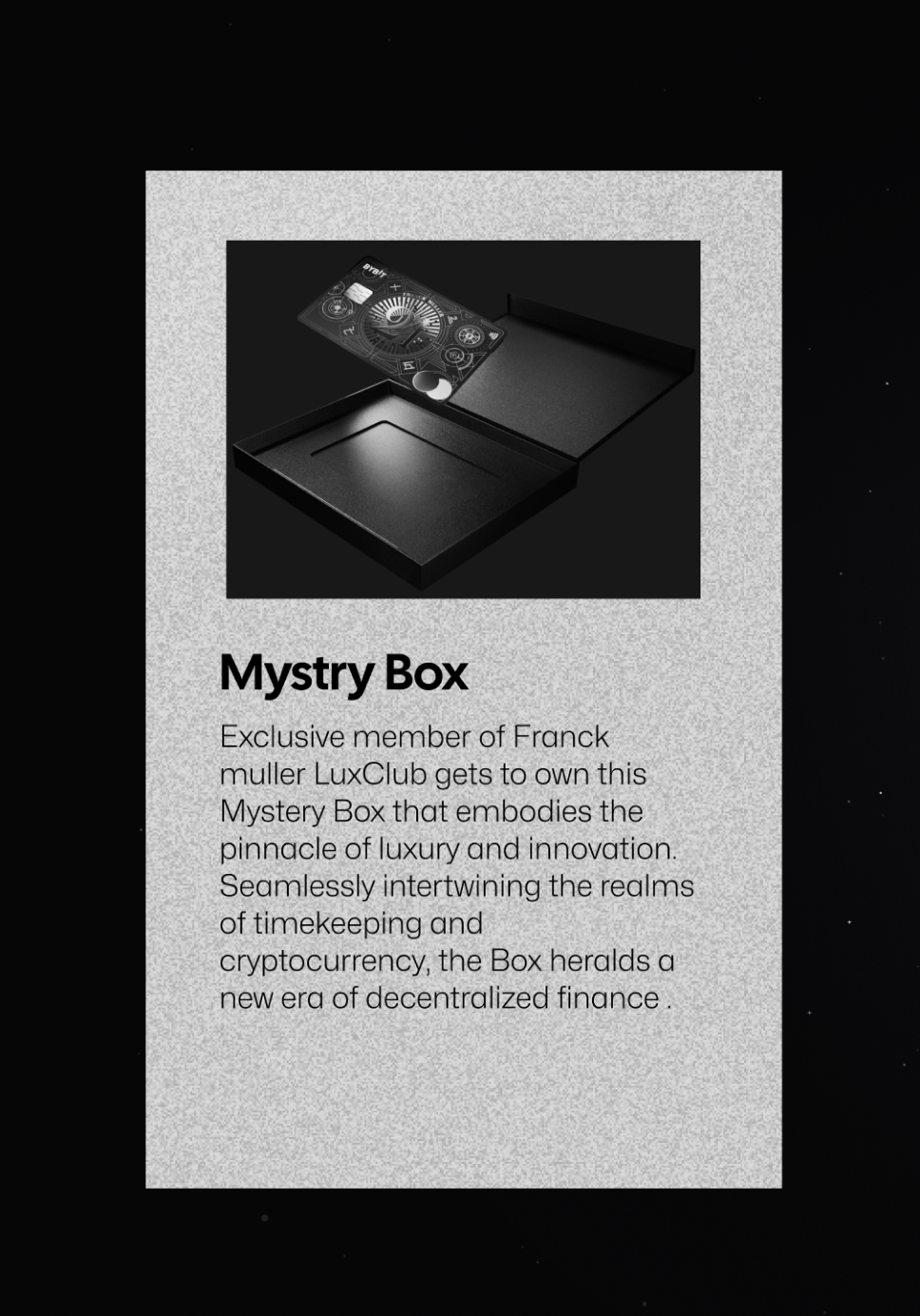 The image of 3d franck muller mystery box with information designed by Wings