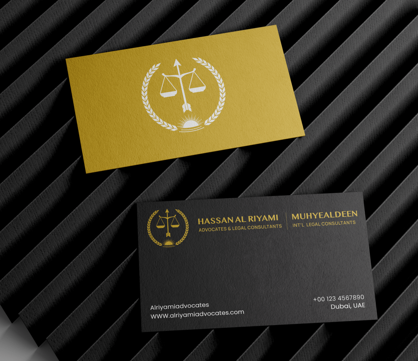 The image of Alriyami Advocates visiting card mockup designed by Wings