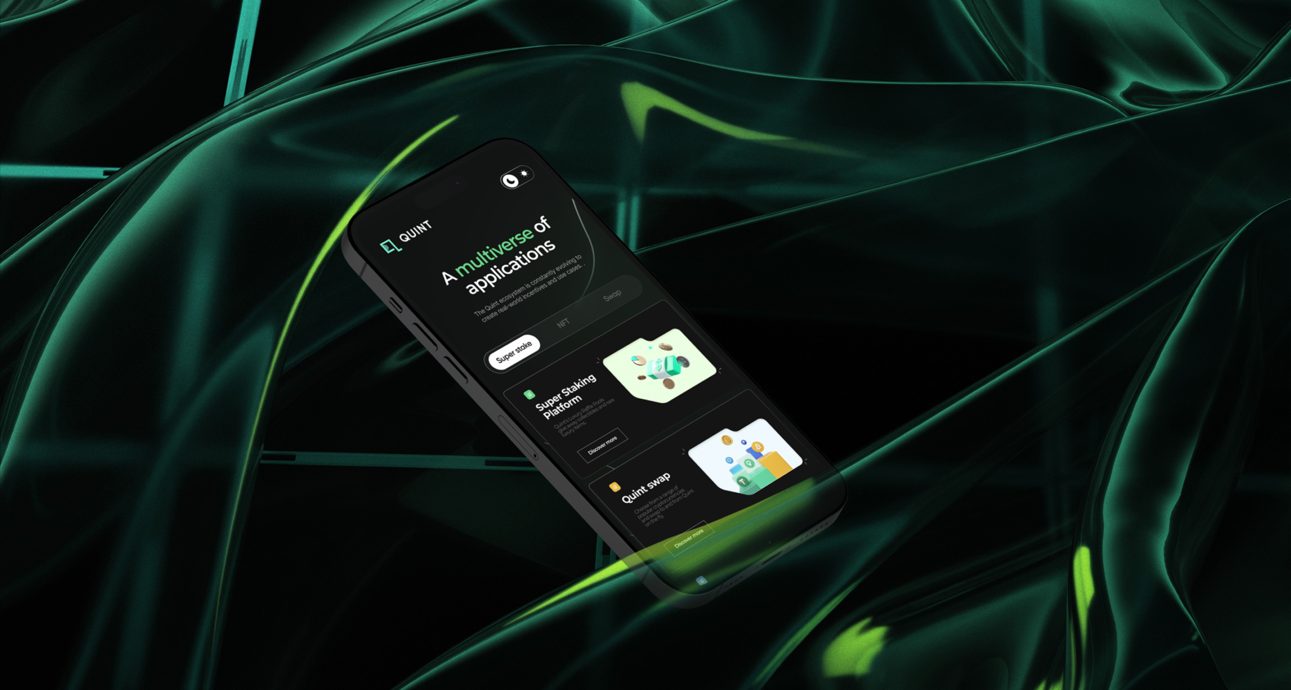 The image of mobile application mockup of quint, a crypto brand, created by Wings