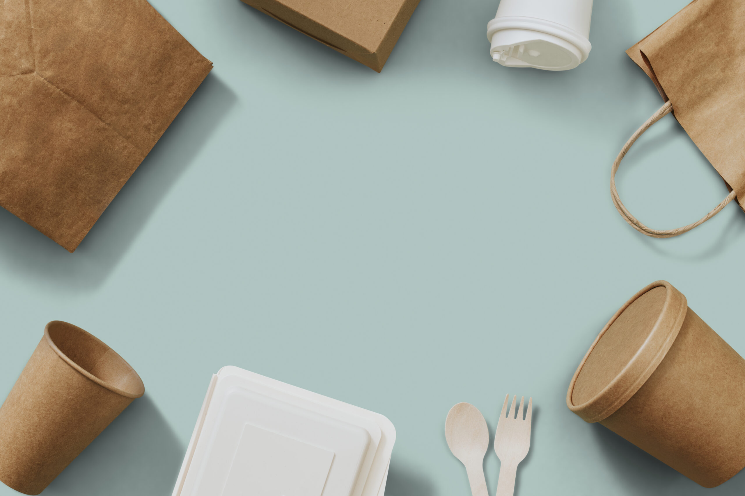 Food packages frame in delivery concept